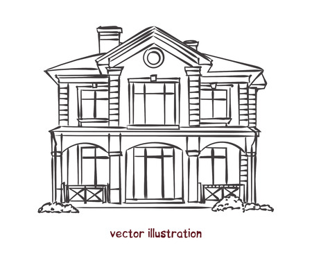 Sketch of wooden house.のイラスト素材