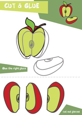 Education paper game for children - Apple. Use scissors and glue to create the image.のイラスト素材