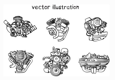 Sketch of engine. Vector isolated illustration for design on white backgroundのイラスト素材