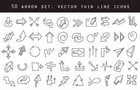 Vector line arrow icons set. Stock cartoon signs for design.のイラスト素材