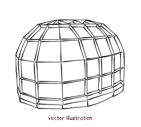 Sketch of individual spherical domed house. Vector isolated illustration for design on white backgroundのイラスト素材