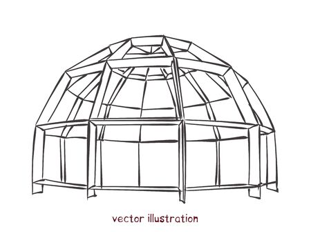 Sketch of individual spherical domed house. Vector isolated illustration for design on white backgroundのイラスト素材