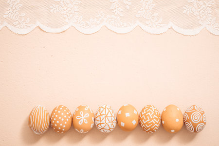 Hand painted Easter eggs. Texture backgroundの写真素材