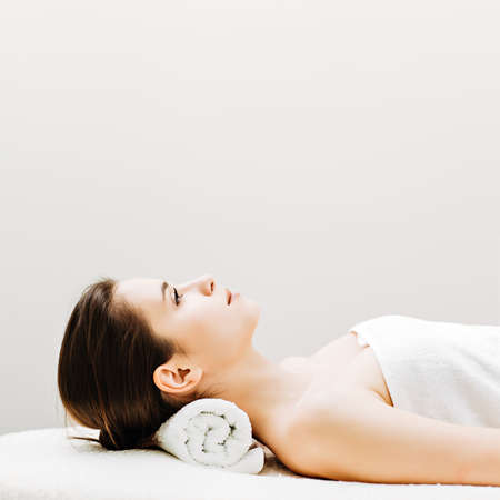 Young woman getting ready for spa or medical treatmentsの写真素材