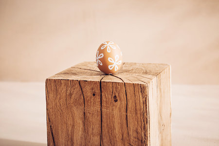 Monochrome minimalist Easter composition in spring warm pastel tones