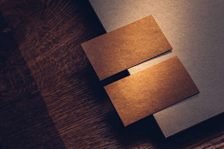 Kraft cardboard business cards design. Noble color rough textureの写真素材