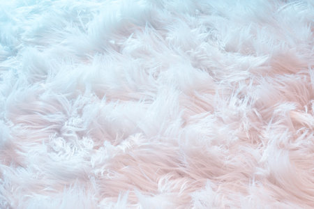 White faux fur in neon lightの写真素材