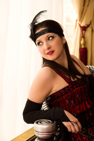 Retro woman portrait in classic interior