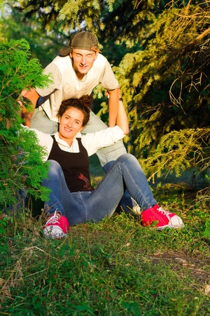 Beautiful happy love couple outdoor の写真素材