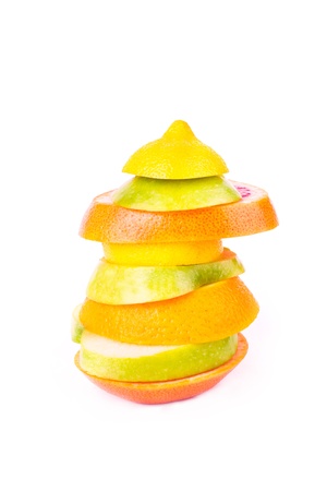 Set of different fruits isolated on white. Healthy eating conceptの写真素材