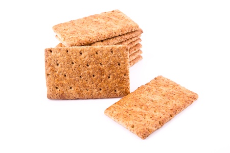 Wholesome biscuits with cereal isolated on white  Healthy diet concept の写真素材