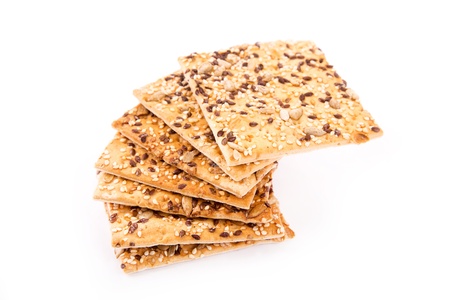 Wholesome biscuits with cereal isolated on white  Healthy diet concept の写真素材