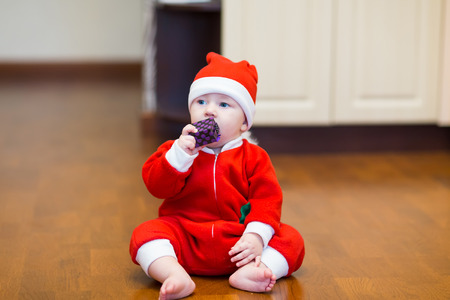 Little baby Santa. Merry Christmas and New Year conceptの写真素材