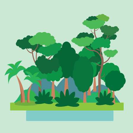 Forest Green Landscape, nature. Flat vector illustrationのイラスト素材