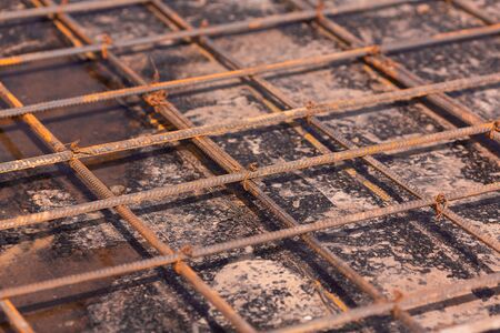 Reinforcement bars for base plate for house foundation for new house basis.の写真素材