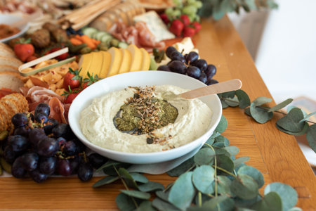 Delicious gourmet food setup of snacks for party. Creative food setup, catering service. Party food...