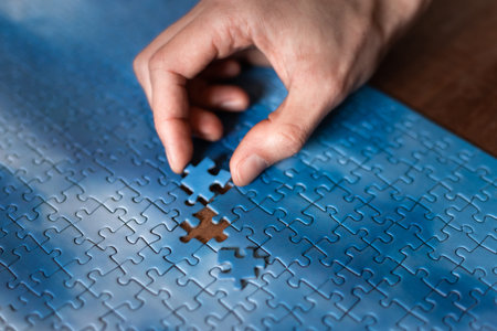 The missing piece of the sky puzzle, the concept of completing a big job, the final of the project,...