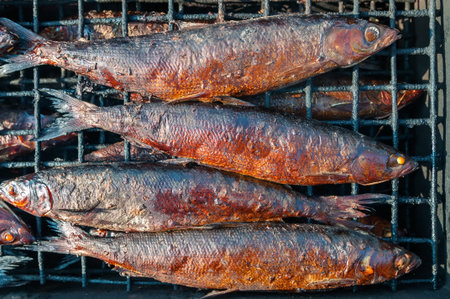 Smoked fish on the  grill