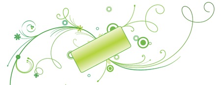 Decorative green banner on a floral backgroundのイラスト素材