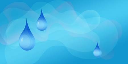 Drops of water on a blue background, a symbol of clean water. Hand-drawn, abstract, minimalの写真素材