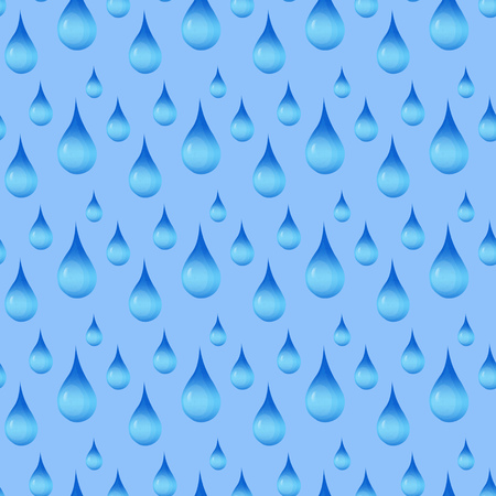 Seamless pattern of water droplets hand-drawn. Textiles, paper, wallpaper. Transparent elements on a blue backgroundの写真素材