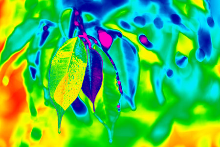 Abstract coloring of leaves in bright acid colors. Background, print, wallpaper