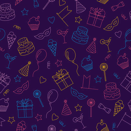 Illustration of a seamless pattern of colorful icons for the holiday.のイラスト素材