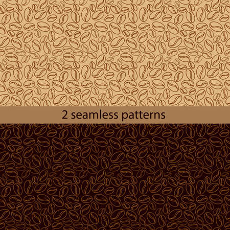 A set of seamless patterns with coffee beans. Vector illustrationのイラスト素材