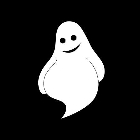Cute Ghost on a black background. Vector illustrationのイラスト素材