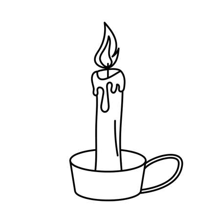 Outline image of a candle on a white background.のイラスト素材