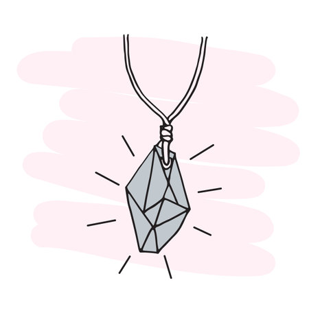 Image of a large crystal on a string. The alternate medicine. Doodleのイラスト素材
