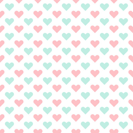 Seamless pattern with colorful hearts on a white background. Vector graphics.のイラスト素材