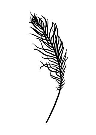 A fern leaf. Contour drawing by hand. Doodle style.のイラスト素材