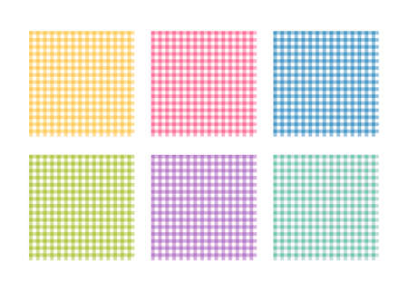 A set of vector abstract seamless patterns. The Vichy cage. Suitable for Easter backgrounds, textile printing, wrapping paper.のイラスト素材