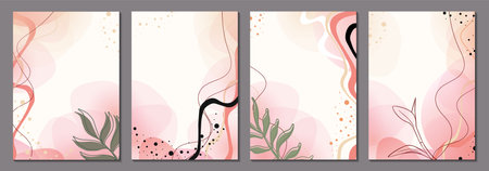 A set of abstract universal background templates. Vector illustration. Doodle style. It is well...