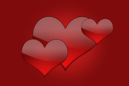 Red heart pattern on red background, Abstract background with a various size of red heart, Love concept.の写真素材