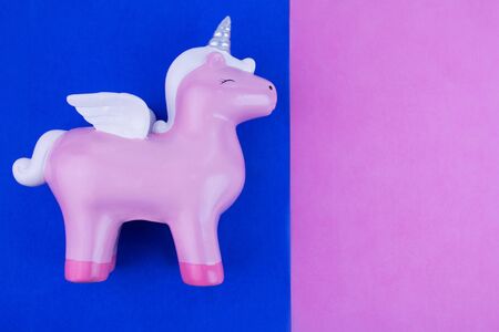 Pink Pegasus on a dark blue background.の写真素材