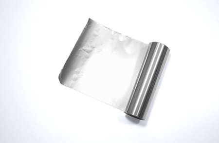 close up of an aluminum foil on white backgroundの写真素材