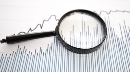 financial reports, analysis and accounting, set of tables and graphs, various items for bookkeepingの写真素材