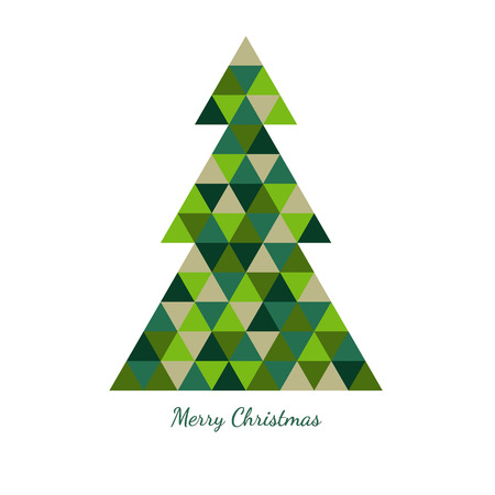 Christmas tree from green triangles and ?ongratulatory inscriptionのイラスト素材