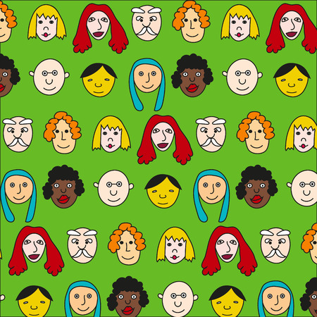 Cute pattern with different cartoon characters in colourfulのイラスト素材