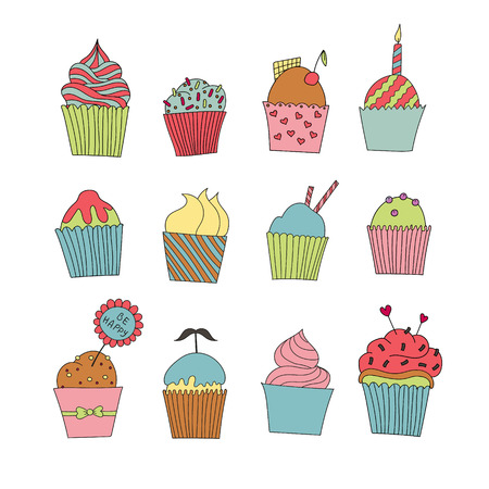 Set of colorful cakesのイラスト素材