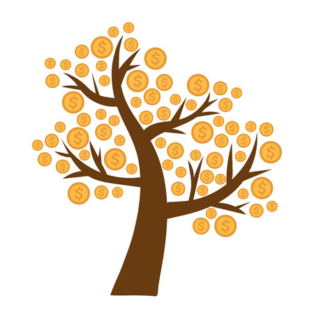 Tree with money growing on itのイラスト素材