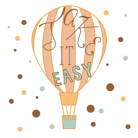 Cute striped balloon with letteringのイラスト素材