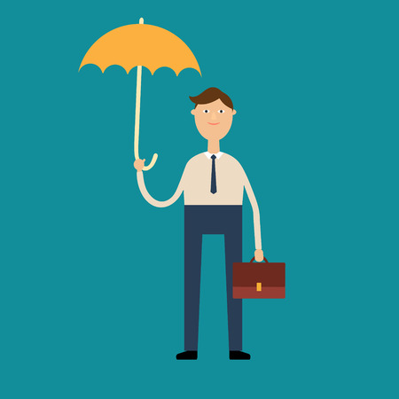 Vector design vector illustration concept. Man stands under an umbrellaのイラスト素材