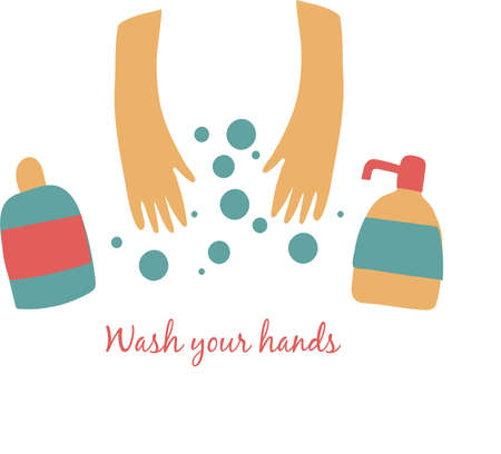 Hands that are washed with gel and soap. Protection from coronavirusのイラスト素材