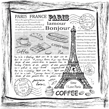 Paris Eiffel Towerのイラスト素材