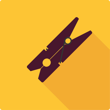 Clothespin. Simple flat vector illustration on yellow backgroundのイラスト素材