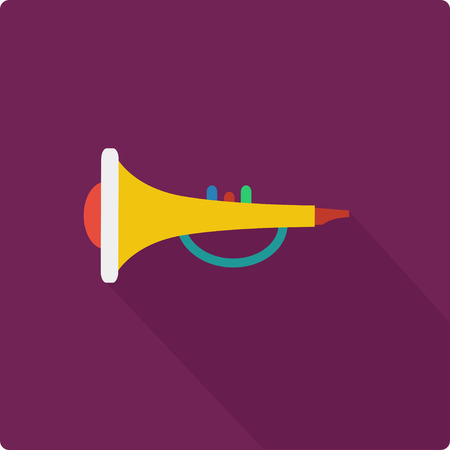Trumpet. Simple flat vector illustration on purple backgroundのイラスト素材