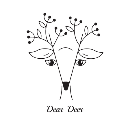 Deer. Line icon. Simple naive deer logo in line styleのイラスト素材